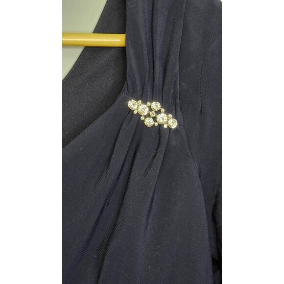 R&M Richards Womens Long Cocktail MOB Dress Cruise Navy Formal Rhinestone Sz 6 - Picture 4 of 13